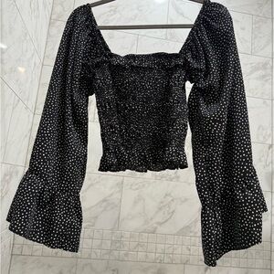 Black Polka Dot Women's Top